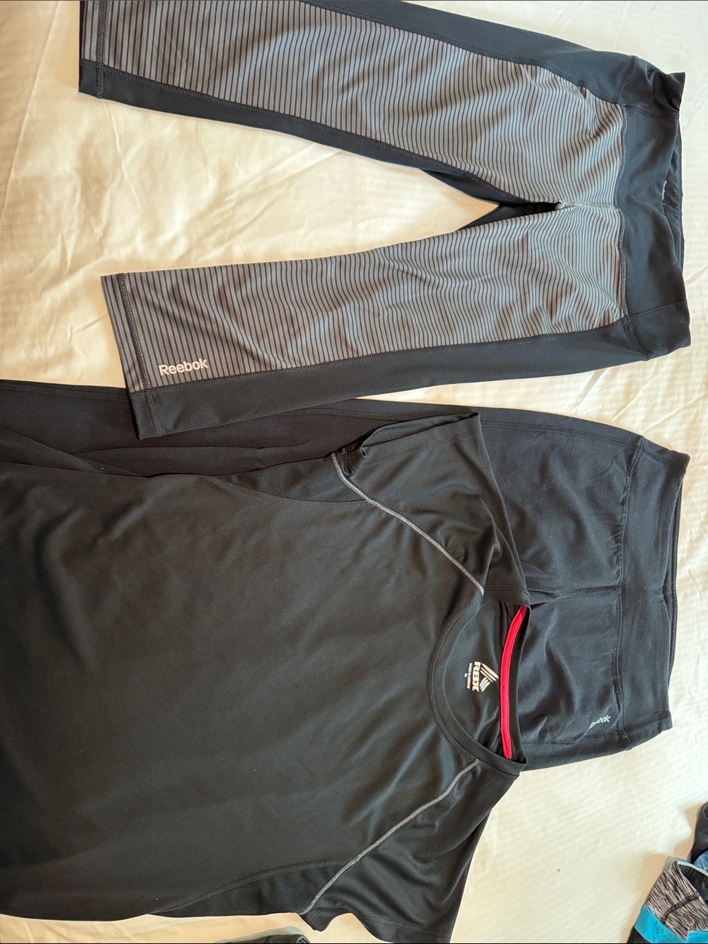 Reebok Black Women's Athletic Shirt and yoga Set with Grey Accent M